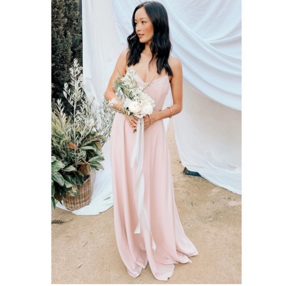 Show Me Your Mumu Faith Cowl Maxi Dress Dusty Blush Crisp Size XS NWT Bridesmaid - Picture 5 of 6